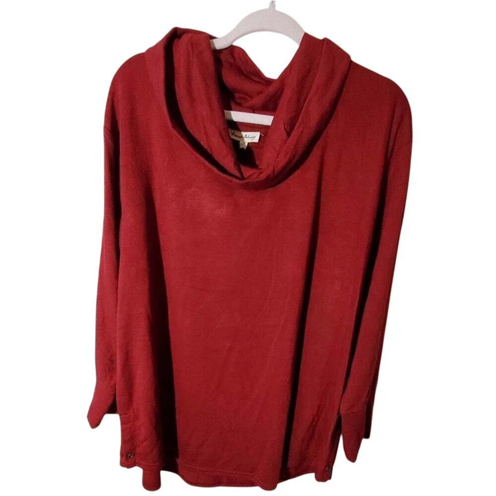 Jane and Delancy Burgundy Cowl Neck Long Sleeve Button Cuff Top Plus Size‎ 2X